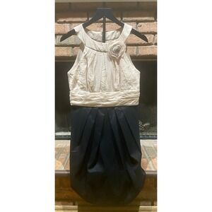 Suzi Chin For Maggy Boutique Pale Pink Black Sheath Dress Ruched Sleeveless Sz 6